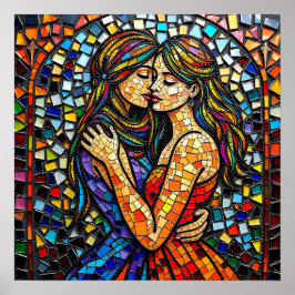 Mosaik Tile Style Ai Art Romantische Stilrichtung Poster