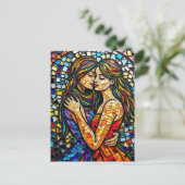 Mosaik Tile Style Ai Art Romantische Stilrichtung Postkarte (Stehend Vorderseite)