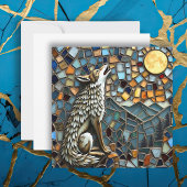Mosaik Tile Wolf Howling am Mond Karte