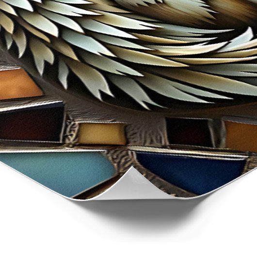 Mosaik Tile Wolf Howling am Mond Poster (Ecke)