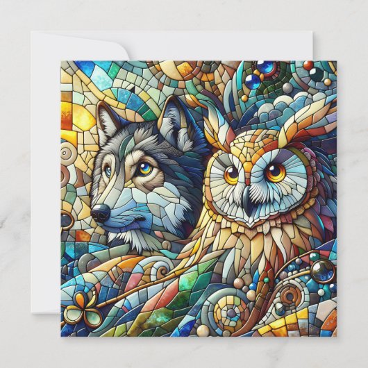 Mosaik Tile Wolf und Owl (Vorderseite)