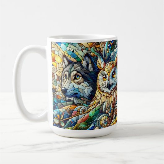 Mosaik Tile Wolf und Owl Kaffeetasse (Links)