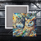 Mosaik Tile Wolf und Owl Magnet