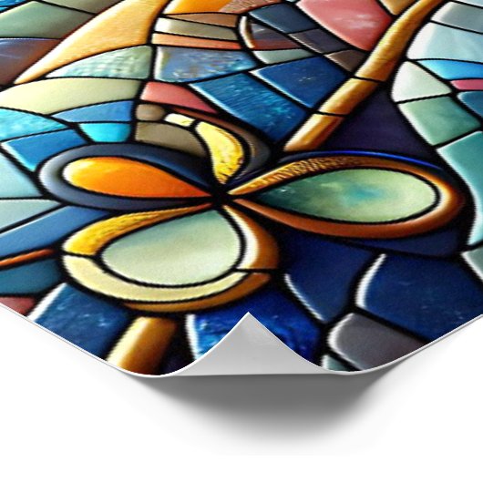 Mosaik Tile Wolf und Owl Poster (Ecke)