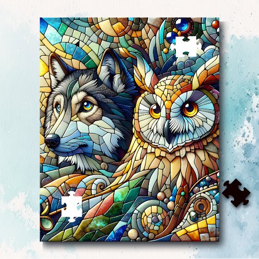 Mosaik Tile Wolf und Owl Puzzle