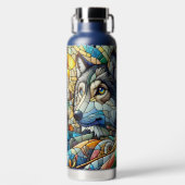 Mosaik Tile Wolf und Owl Trinkflasche (Vorderseite)