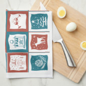 Mosaik Tiled Advent Weihnachts Grün Muster Geschirrtuch (Viertel Falte)