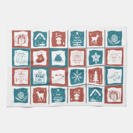 Mosaik Tiled Advent Weihnachts Grün Muster Geschirrtuch