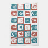 Mosaik Tiled Advent Weihnachts Grün Muster Geschirrtuch (Vertikal)