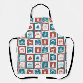 Mosaik Tiled Advent Weihnachts Grün Muster Schürze (Vorderseite)