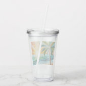 Mosaik Tropical Beach Sunset Palm Tree Acryltrinkbecher (Rückseite)