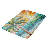 Mosaik Tropical Beach Sunset Palm Tree Badematte (Schrägansicht)