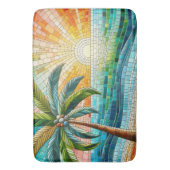 Mosaik Tropical Beach Sunset Palm Tree Badematte (Vorderseite Vertikal)