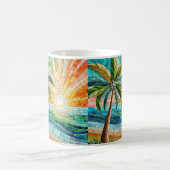 Mosaik Tropical Beach Sunset Palm Tree Kaffeetasse (Mittel)