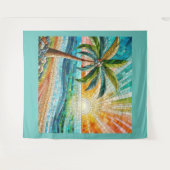 Mosaik Tropical Beach Sunset Palm Tree Lg Wandteppich (Vorderseite (Horizontal))