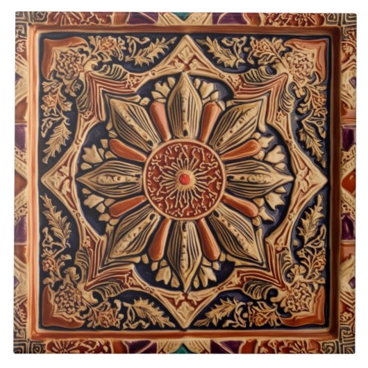 Mosaik Vintag braun beige dekoriert Fliese (Vorderseite)