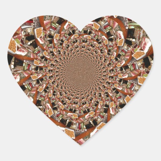 Mosaik von Sushi Brown Colors Herz-Aufkleber (Vorderseite)