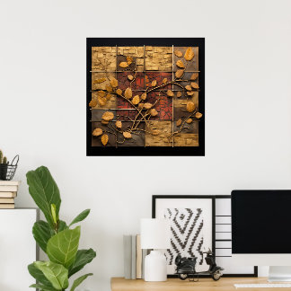 Mosaik Wandkunst mit Blätter Poster