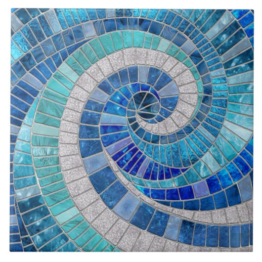 Mosaik Wave Spiral - Ocean Tiles Fliese (Vorderseite)