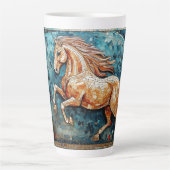 Mosaik Weißes Pferd und Weihnachtsbaum Milchtasse (Vorderseite)