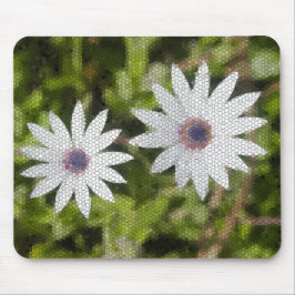 Mosaik White Daisy Bush Blume - Mousepad