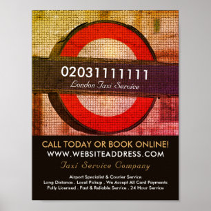 Mosaik-Wirkung in London City Taxi Zeichenwerbung Poster