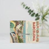 Mosaikansicht von Barcelona mit Gaudí-Stil Postkarte (Stehend Vorderseite)
