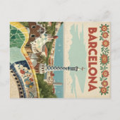 Mosaikansicht von Barcelona mit Gaudí-Stil Postkarte (Vorderseite)