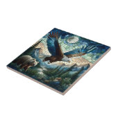 Mosaikbär und Adler im Gebirge Fliese (Seite)