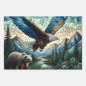 Mosaikbär und Adler im Gebirge Geschenkpapier Set (Vorderseite)