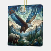 Mosaikbär und Adler im Gebirge Keramikornament (Links)