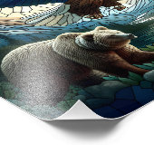 Mosaikbär und Adler im Massiv Fotodruck (Ecke)