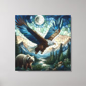 Mosaikbär und Adler im Massiv Leinwanddruck (Vorderseite)
