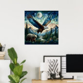 Mosaikbär und Adler im Massiv Poster (Heimbüro)
