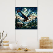 Mosaikbär und Adler im Massiv Poster (Küche)