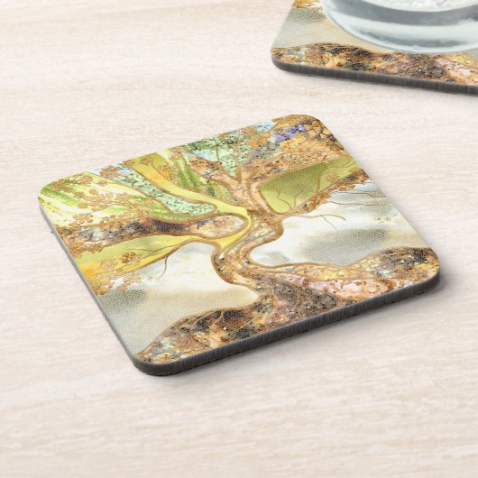 Mosaikbaum - Baum des Lebens Getränkeuntersetzer (Linke Seite)