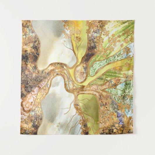 Mosaikbaum - Baum des Lebens Wandteppich (Vorderseite (Horizontal))