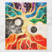 Mosaikbaum - Yin Yang Weinetikett (Einzelnes Label)