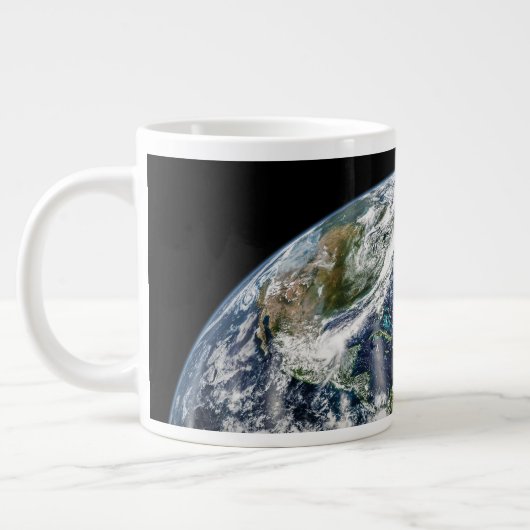Mosaikbild des Planeten Erde mit 3 Hurrikanen Jumbo-Tasse (Links)