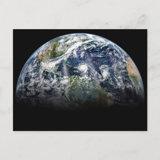 Mosaikbild des Planeten Erde mit 3 Hurrikanen Postkarte (Vorderseite)