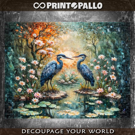 Mosaikbild von 2 blauen Helden im Sumpf Seidenpapier