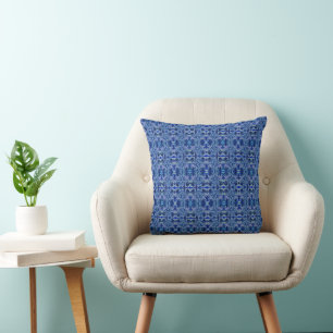 Mosaikblau-geometrisch Kissen