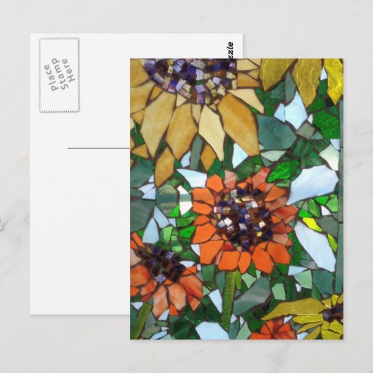 Mosaikblumen Postkarte (Vorne/Hinten)