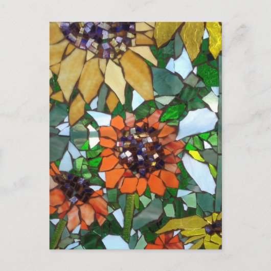 Mosaikblumen Postkarte (Vorderseite)