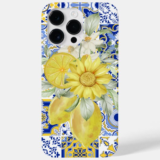 Mosaikblüten in Blau und Gelb Case-Mate iPhone Hülle (Rückseite)