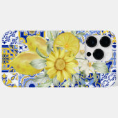 Mosaikblüten in Blau und Gelb Case-Mate iPhone Hülle (Rückseite (Horizontal))