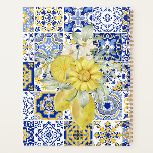 Mosaikblüten in Blau und Gelb Planer (Rückseite)