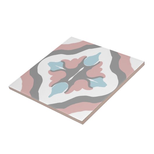 Mosaikboden Keramik Tile (rot-blau-grau) Fliese (Seite)