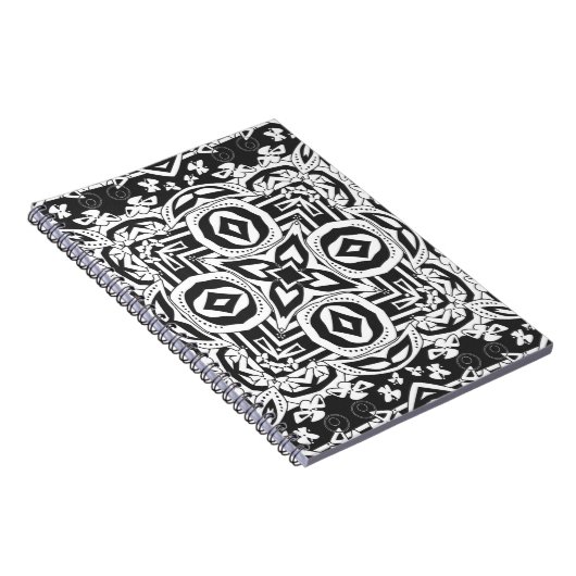 Mosaikdekor im abstrakten, modernen Schwarz-weißen Notizblock (Rechte Seite)