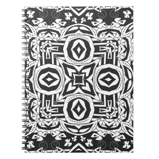 Mosaikdekor im abstrakten, modernen Schwarz-weißen Notizblock (Vorderseite)